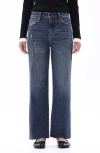 Bayeas High Waist Relaxed Raw Hem Straight Leg Jeans In Blue