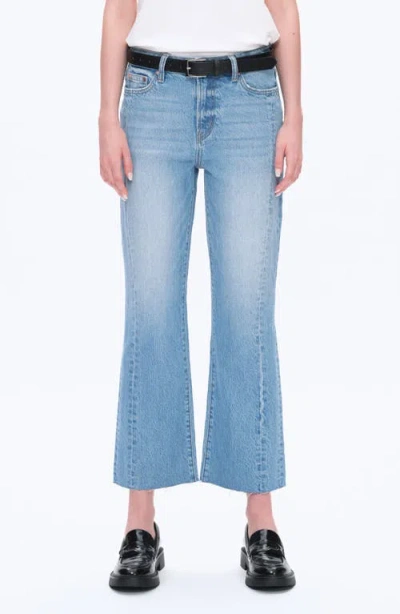 Bayeas High Waist Relaxed Raw Hem Straight Leg Jeans In Blue