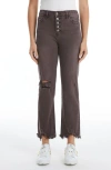 Bayeas High Waist Ripped Chew Hem Straight Leg Jeans