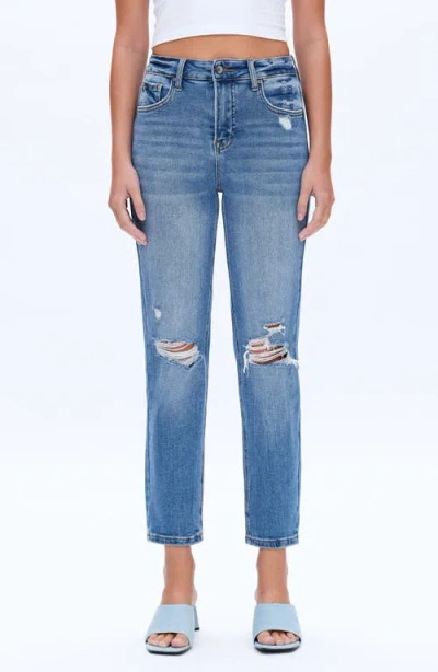 Bayeas High Waist Ripped Straight Leg Jeans In Blue