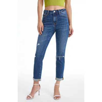 Bayeas High Waist Ripped Straight Leg Jeans In Blue