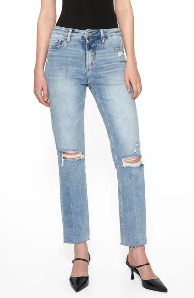 Bayeas High Waist Ripped Straight Leg Jeans In Light Blue