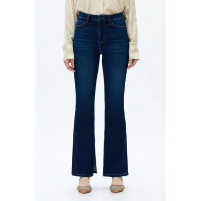 Bayeas High Waist Slit Flare Jeans In Blue