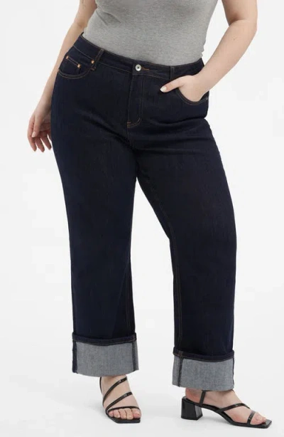 Bayeas High Waist Straight Leg Jeans In Black