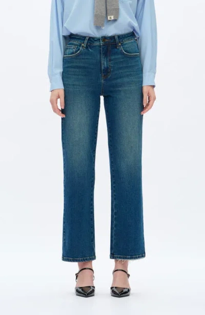 Bayeas High Waist Straight Leg Jeans In Blue