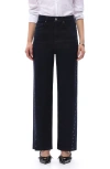 Bayeas High Waist Straight Leg Two-tone Jeans In Multi