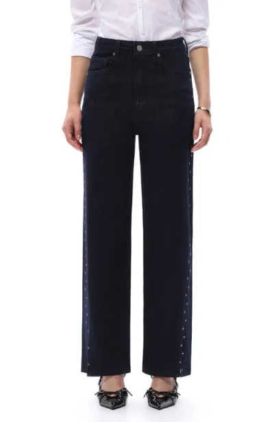 Bayeas High Waist Straight Leg Two-tone Jeans In Multi