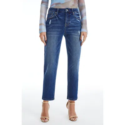 Bayeas High Waist Tapered Mom Jeans In Blue
