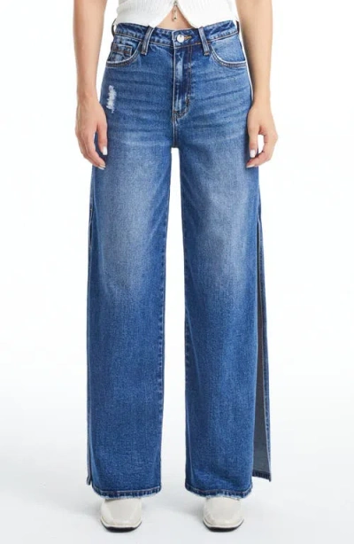 Bayeas High Waist Wide Leg Slit Hem Jeans