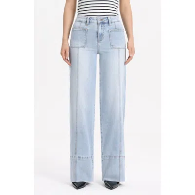 Bayeas Katia Patch Pocket Wide Leg Jeans In Blue