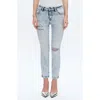 Bayeas Kelly Ripped Mid Rise Crop Skinny Jeans In Blue