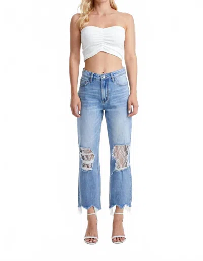 Bayeas Lace High Rise Crop Straight Jean In Wathet Blue