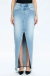 Bayeas Lauren Mid Rise Front Slit Maxi Skirt In Periwinkle Blue