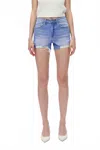 Bayeas Lily High Rise Denim Distressed Shorts In Sky Blue In Blue