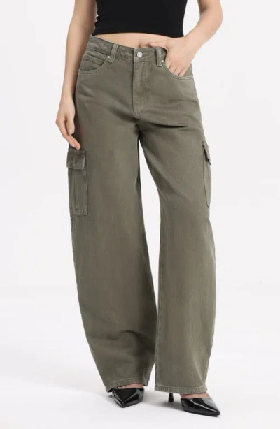 Bayeas Low Rise Barrel Cargo Jeans In Green