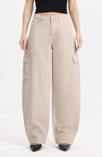 Bayeas Low Rise Barrel Cargo Jeans In Pink