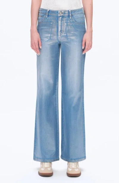 Bayeas Metallic High Waist Wide Leg Jeans In Blue