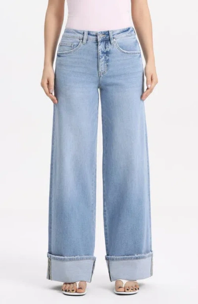 Bayeas Mid Rise Super Wide Leg Jeans In Blue