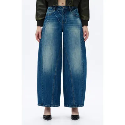 Bayeas Mid Rise Wide Barrel Jeans In Blue