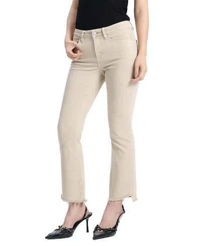 Bayeas Mid-rise Cropped Bootcut Denim Jeans With Stepped Frayed Hem In Light Khaki In Brown