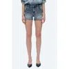Bayeas Nova Raw Hem Mid Rise Denim Shorts In Rock Indigo
