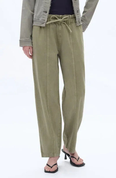 Bayeas Paperbag High Waist Tapered Mom Jeans In Green