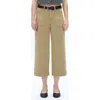 Bayeas Patch Pocket Mid Rise Crop Wide Leg Jeans In Green