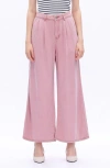 Bayeas Pleated High Waist Ankle Wide Leg Pants In Pink