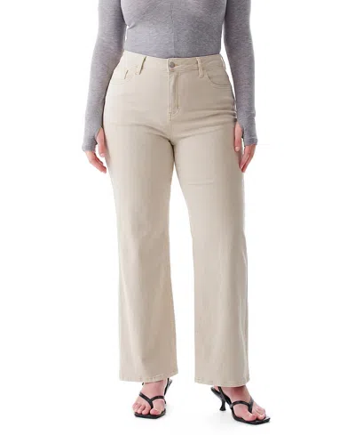 Bayeas Plus Mid Rise Wide Leg Denim Jeans Stretch Comfortable In Voida In Neutral