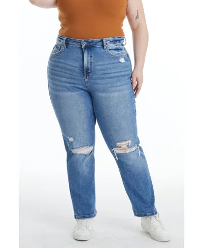 Bayeas Plus Size Sarah High Rise Relaxed Straight Jeans In Crystal