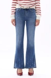 Bayeas Print Split Hem Mid Rise Flare Jeans In Blue