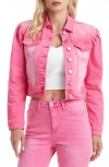 Bayeas Puff Shoulder Crop Denim Jacket In Raz