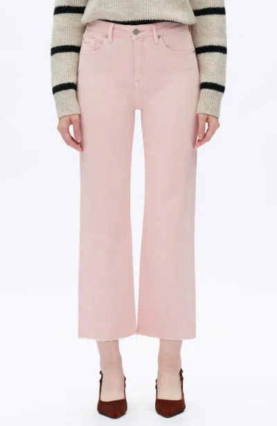 Bayeas Raw Hem High Waist Crop Relaxed Straight Leg Jeans In Pink