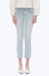 Bayeas Raw Hem High Waist Crop Straight Leg Jeans In Blue