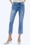 Bayeas Raw Hem High Waist Crop Straight Leg Jeans In Medium Blue