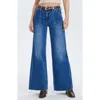 Bayeas Raw Hem High Waist Utility Wide Leg Jeans In Dark Indigo