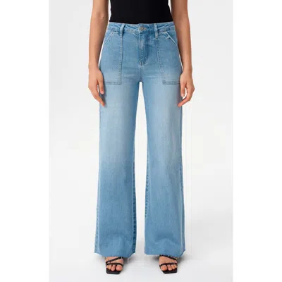 Bayeas Raw Hem High Waist Utility Wide Leg Jeans In Blue