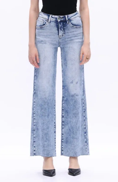 Bayeas Raw Hem High Waist Wide Leg Jeans In Blue