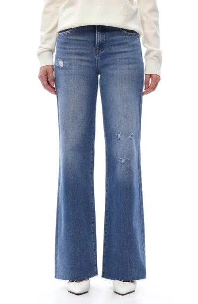 Bayeas Raw Hem High Waist Wide Leg Jeans In Blue