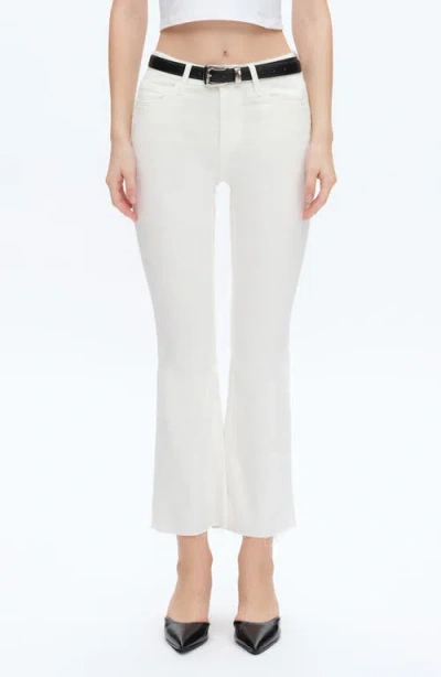 Bayeas Raw Hem Mid Rise Ankle Bootcut Jeans In White