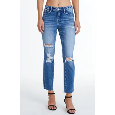 Bayeas Raw Hem Ripped Straight Leg Jeans In Blue