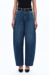 Bayeas Raw Hem Super High Waist Barrel Jeans In Blue