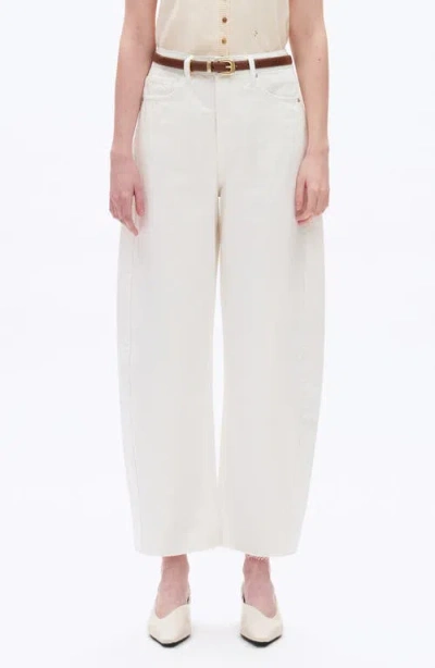 Bayeas Raw Hem Super High Waist Barrel Jeans In White