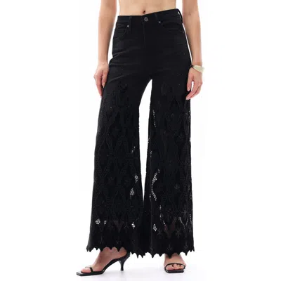 Bayeas Rhinestone Embroidered High Waist Wide Leg Jeans In Black