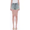 Bayeas Rhinestone Raw Hem High Waist Denim Shorts In Blue