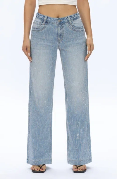 Bayeas Rhinestone Wide Leg Jeans In Blue