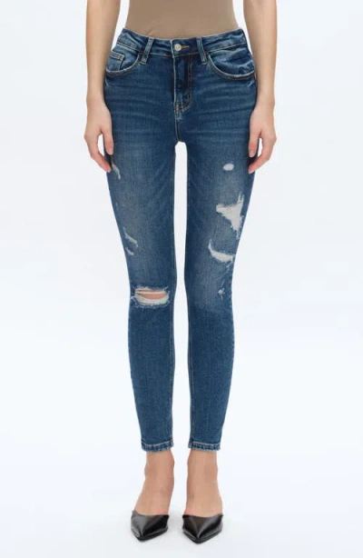 Bayeas Ripped High Waist Ankle Skinny Jeans In Blue