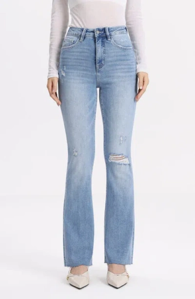Bayeas Ripped High Waist Bootcut Jeans In Blue