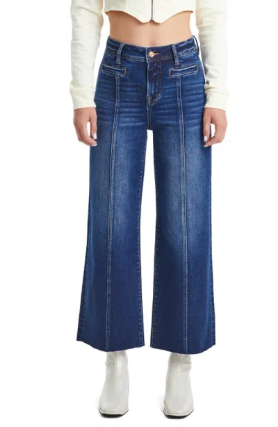 Bayeas Seamed High Waist Raw Hem Crop Wide Leg Jeans