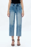 Bayeas Seamed High Waist Raw Hem Crop Wide Leg Jeans